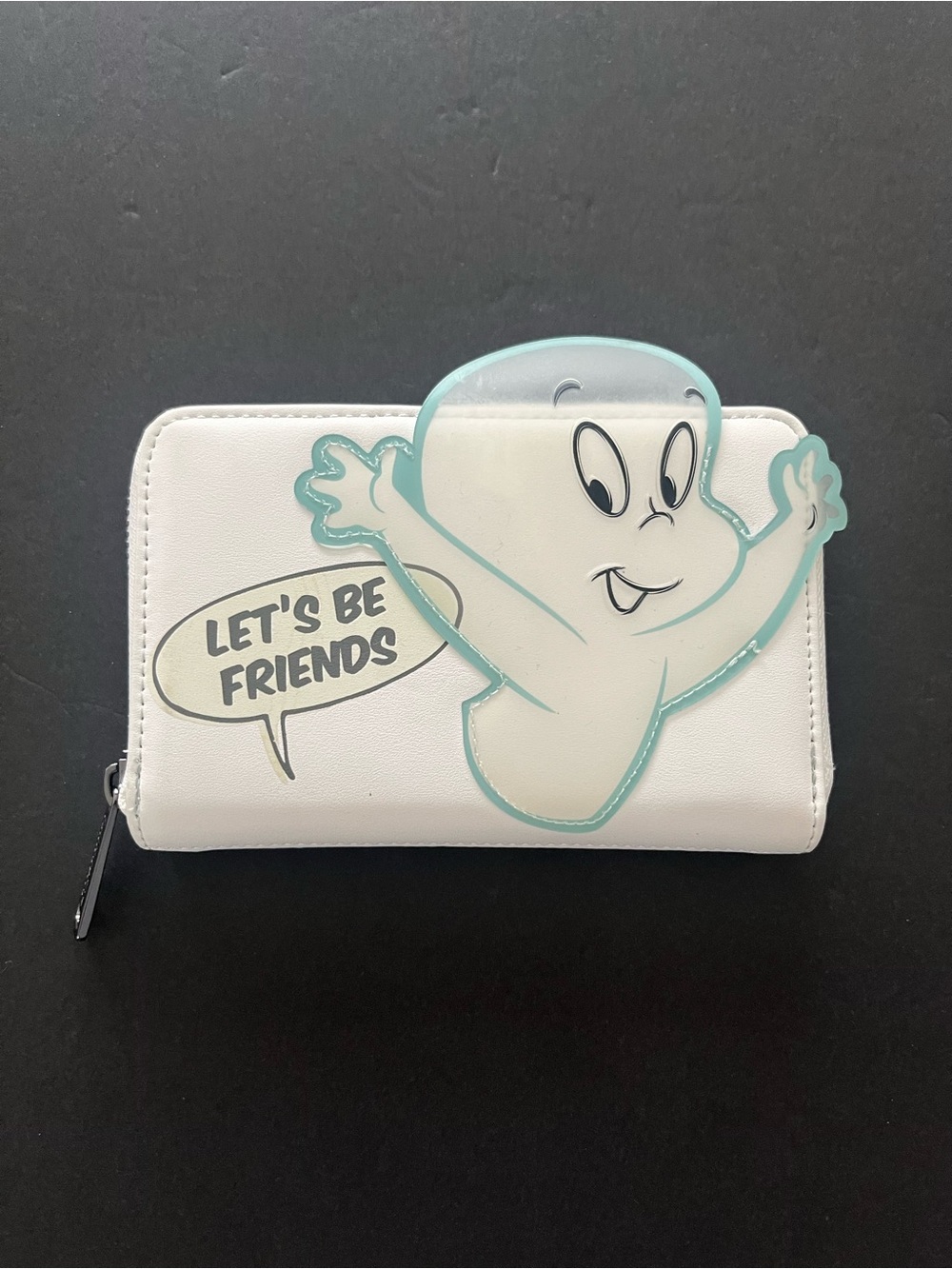 Loungefly White Casper Ghost Zipper Wallet with Aqua Outline